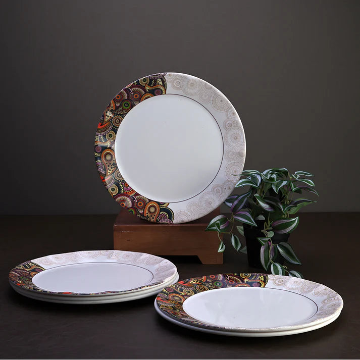 6pc dinner plate set: Tribal Paisley