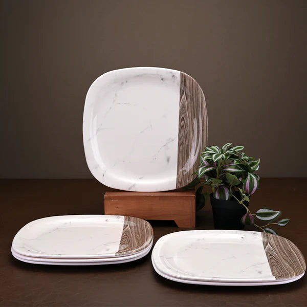 6pc dinner plate set: Marbo Wood