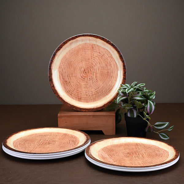 6pc dinner Plate Set: Wood Bark