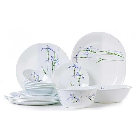 CORELLE SQ DINNER SET SHADOW IRIS 21PCS