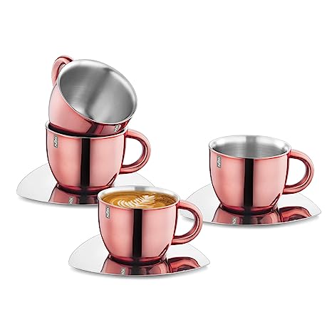 DOUBLE WALL M MODEL MUG 4PC SET (ROSE G)