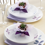 CORELLE SQ DINNER SET WARM PANSIES 21 PC