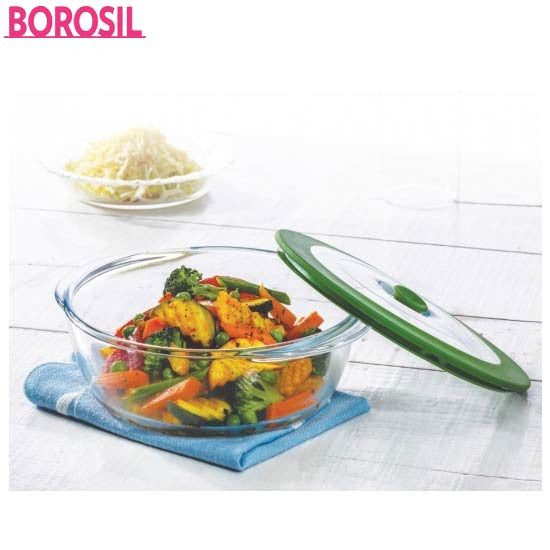 ROUND DISH WITH GREEN LID 1.0LTR